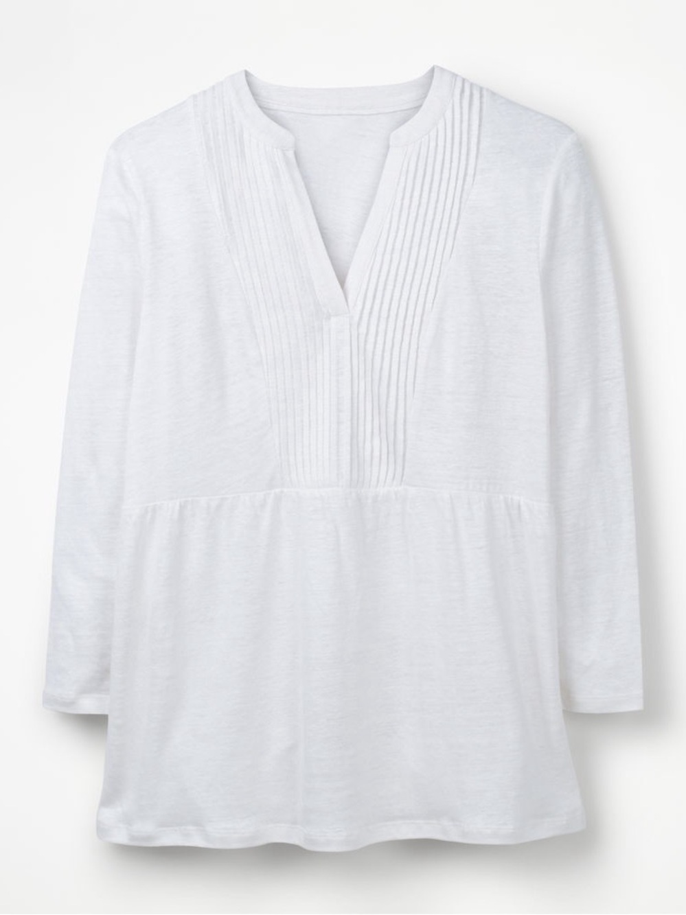Boden Linen Pintuck Jersey Top Size Large White